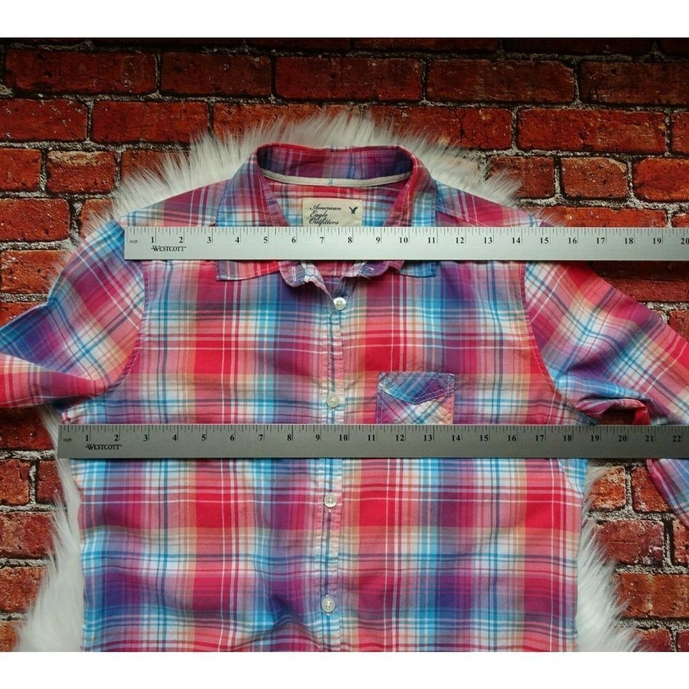 ๐ฐ3/$25 American Eagle Outfitters Button Down Shirt Top LS Plaid Western 4 - Picture 12 of 12